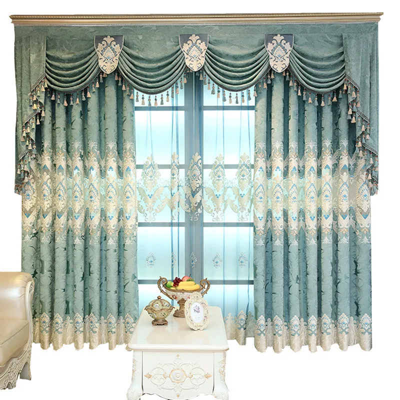 

European - style luxury villas full shade embroidered curtains for living Room sheer curtains for kitchen window curtain bedroom