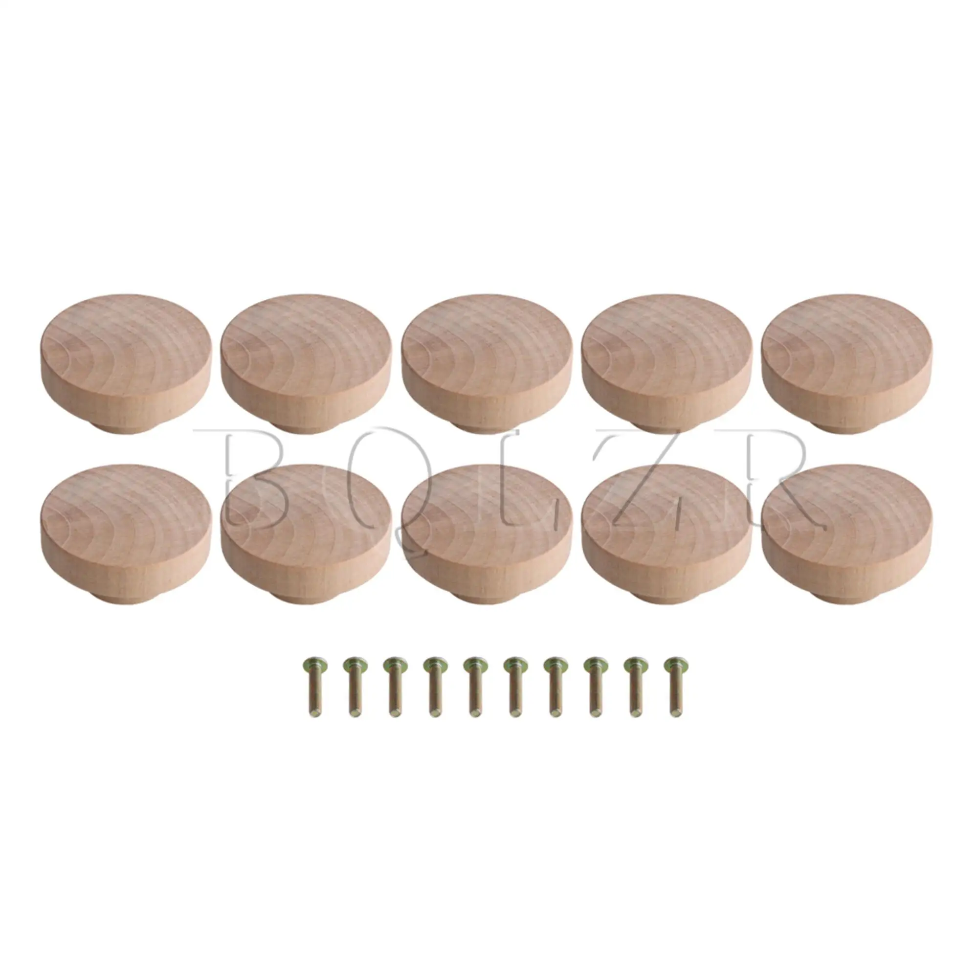 

BQLZR 40pcs Wooden Knob Round Pull Handle 50x25mm for Home Accessory