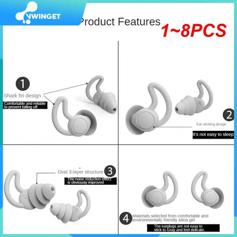 

1~8PCS Soundproof Sound Blocking Reusable Travel Earplugs Ear Muffs Soft Swimming Protection