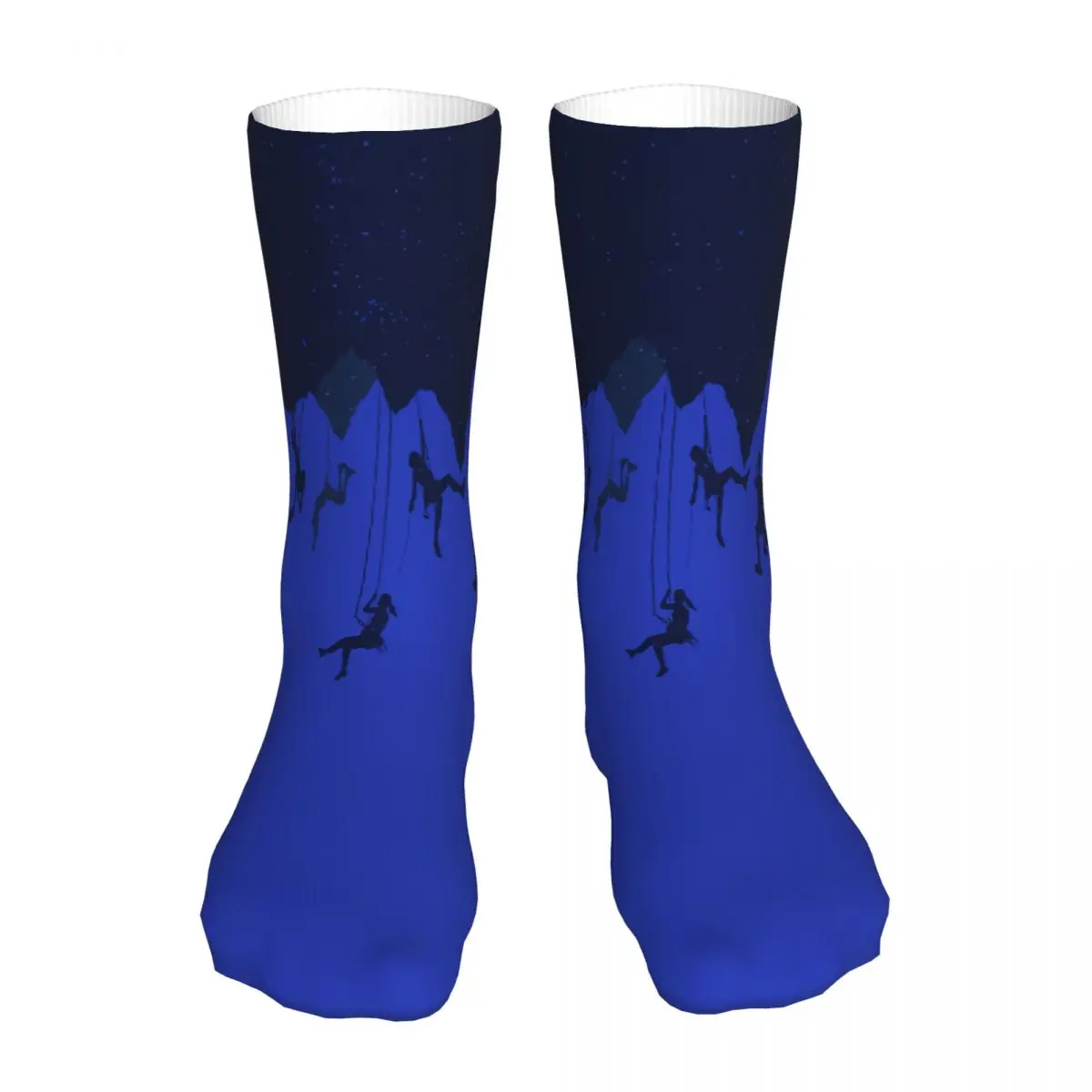 

Rock Climbing Blue Abseiling Silhouette Design Sock Socks Men Women Polyester Stockings Customizable Sweetshirt