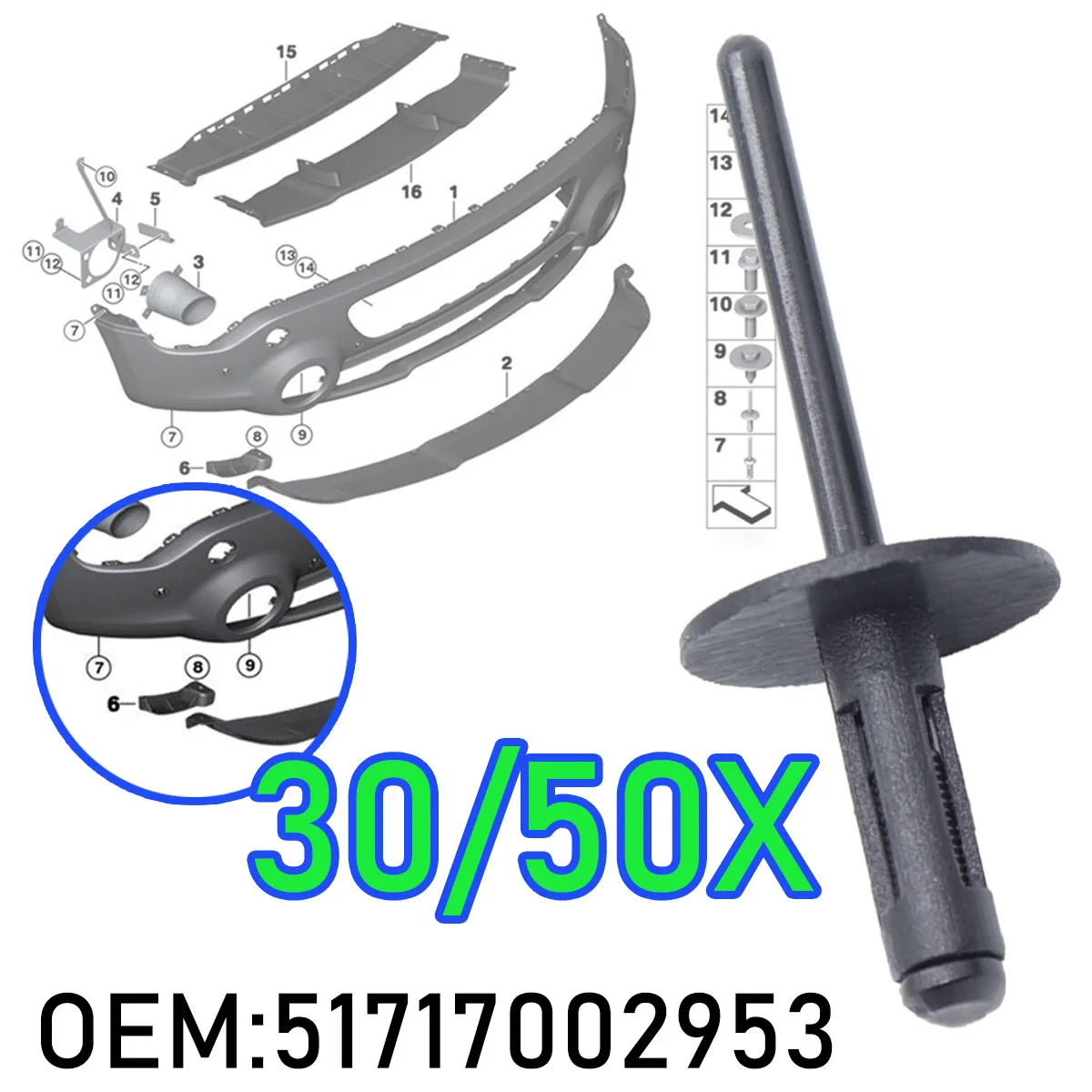 30X для BMW X1 X2 X3 X4 X5 X6 накладка на свод крыла пластиковые зажимы для крепления поп-слепых рычагов боковые юбки Брызговики крыло