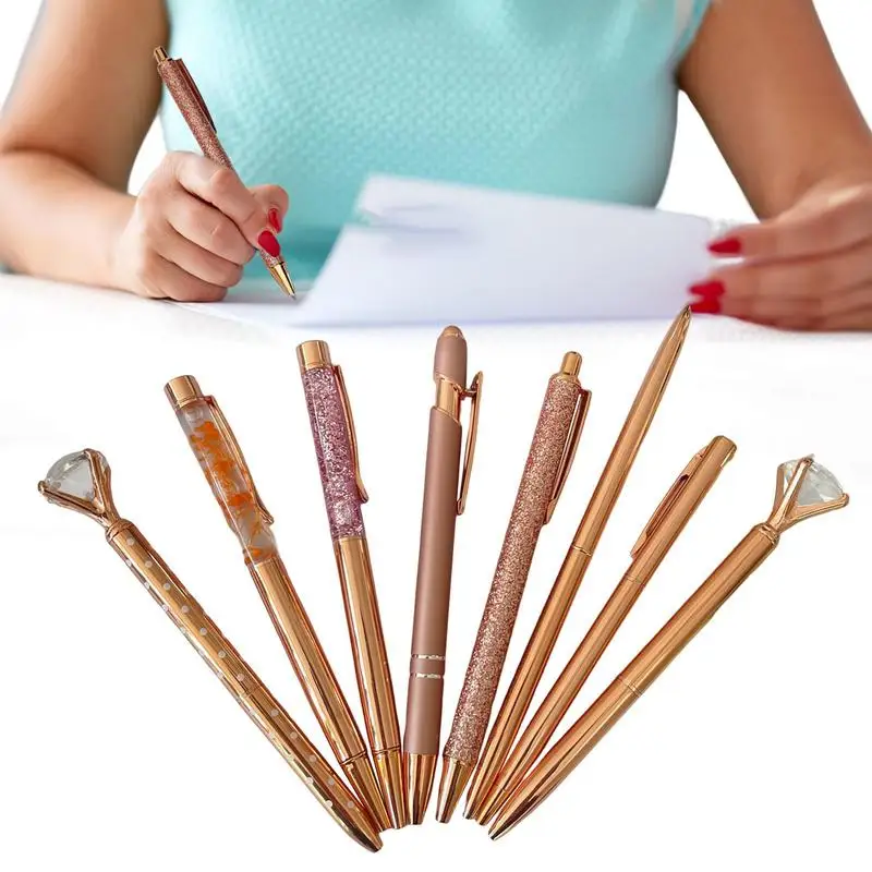 

Ручки для записей, 8 шт., модные ручки из розового золота, ручки для плавного письма для дома, свадебного душа или детской класса