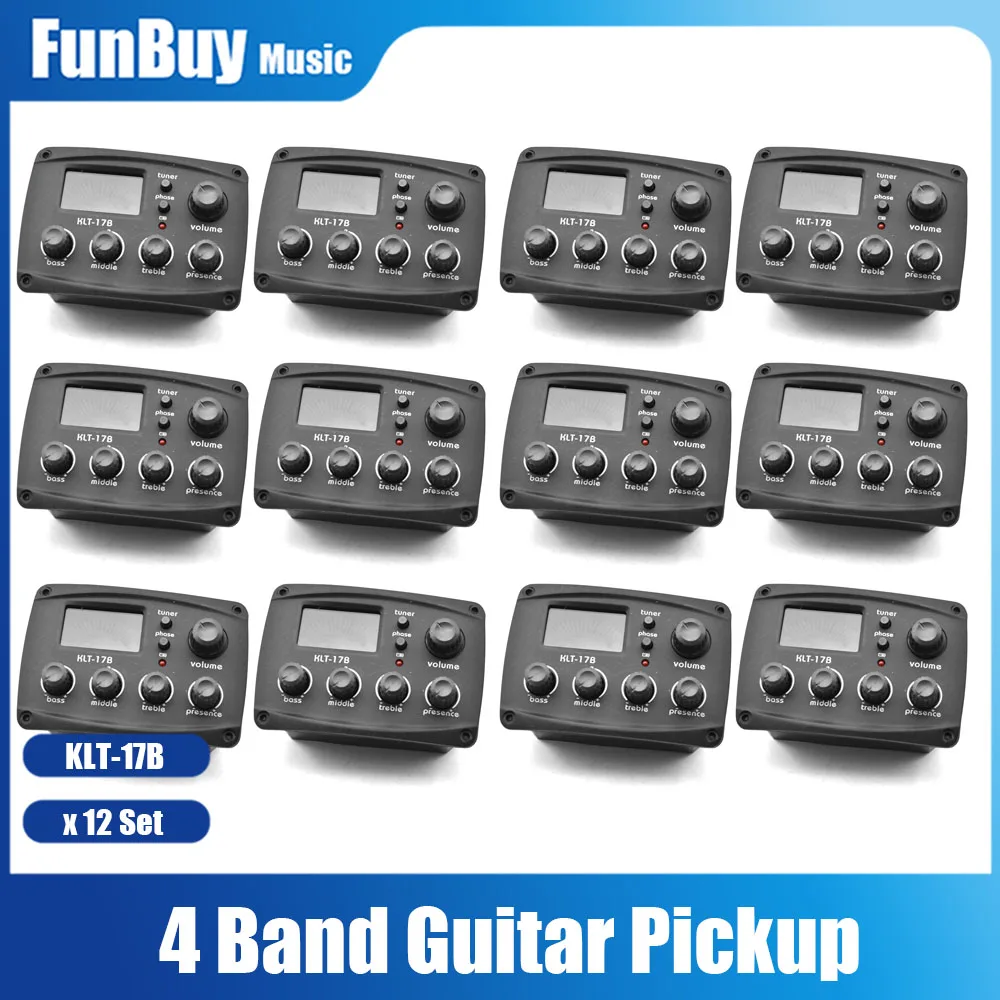 

12Set 4 Band KLT-17B Acoustic Guitar EQ Preamp with Tuner Piezo Pickup for Folk Guitarra