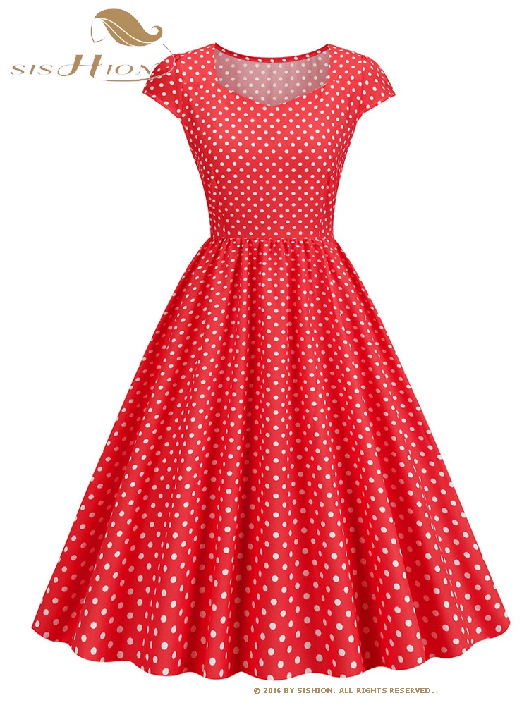 

Женское винтажное платье в горошек SISHION, летнее платье с коротким рукавом VD3914 черного, синего, белого, красного, розового цветов, в стиле 50-60-х годов, 2023