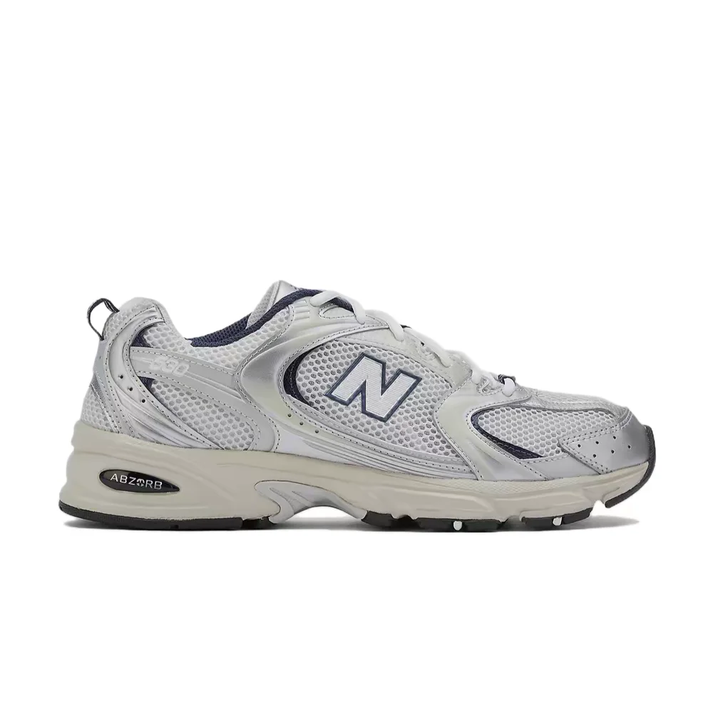 Фото Кроссовки New Balance NB530 унисекс, низкие, повседневные, для бега – бежево-серебристые, из синтетической кожи/ткани, удобные и прочные MR530KA №3