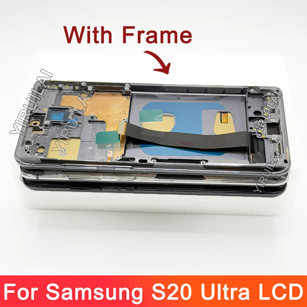 Протестированный S20 Ultra ЖК-дисплей с рамкой для Samsung 5G G988 G988B SM-G988U Замена