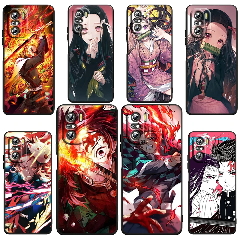 

Demon Slayer Kimetsu No Yaiba For Xiaomi Redmi Note 12 Turbo 11E 11S 11 11T 10 10S 9 9T 9S Pro Plus 5G Black Phone Case