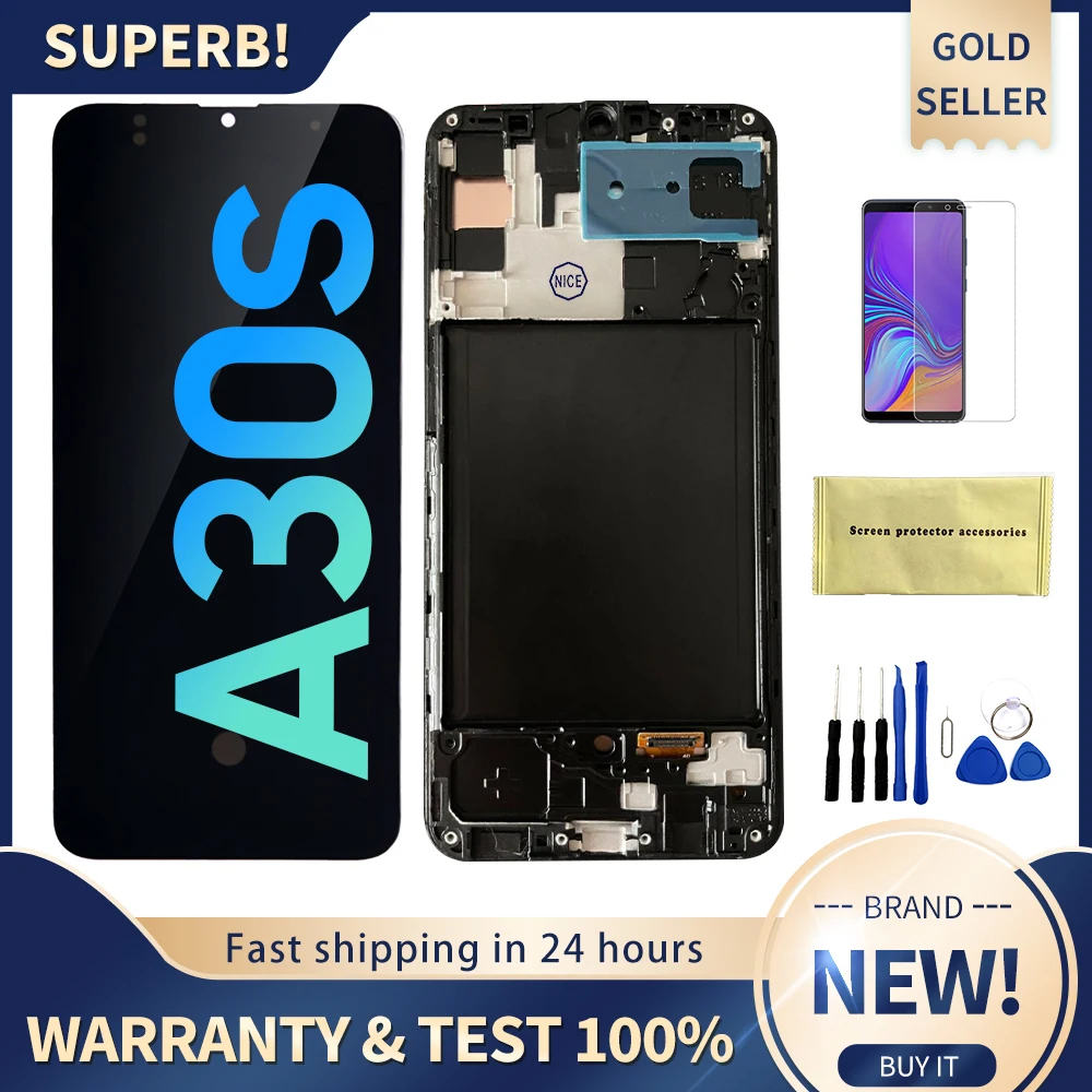 Фото 6,4-дюймовый Super AMOLED-дисплей с дигитайзером для Samsung A30s, сенсорный ЖК-экран для Galaxy SM-A307F A307FN A307G, замена сборки №1