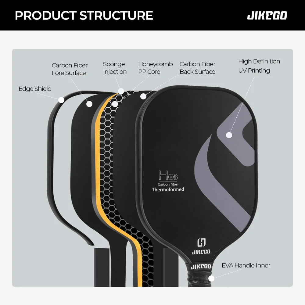 JIKEGO 16 мм термоформованная ручка для пиклбола из углеродного волокна 4 9 дюйма