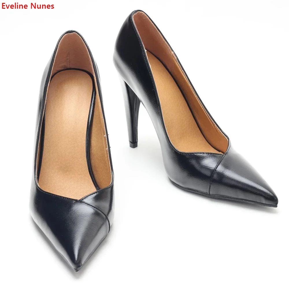 Brown Professional Slip-on Pumps 2022 Women's New Arrival Solid Stiletto Patent Leather Pointed Toe Fashion Summer Sexy Shoes