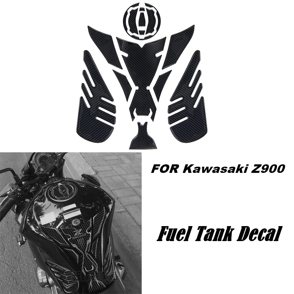 

For Kawasaki Z900 Motorcycle Accessories Sticker Motorcycle Styling Carbon Fiber Fuel Tank Pad Protector Case Fishbone Shape Sti