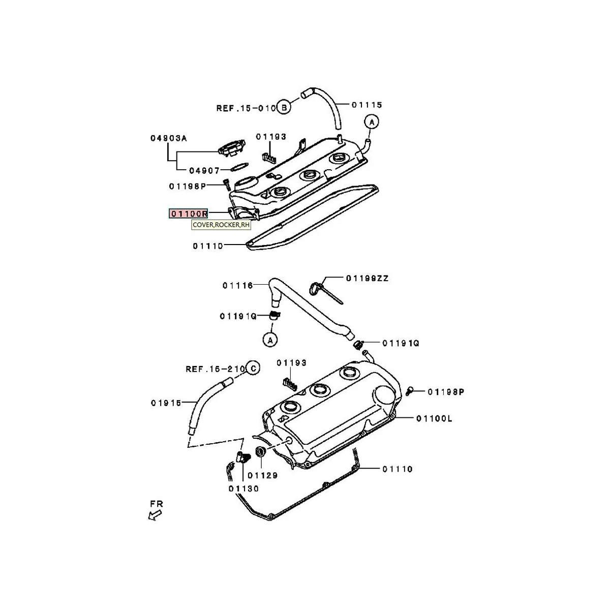 Крышка кулиса двигателя правая для Mitsubishi 4X 4 Pick Up L200 Triton IV Pajero Sport II Montero 6G74 3.5D 1035A981