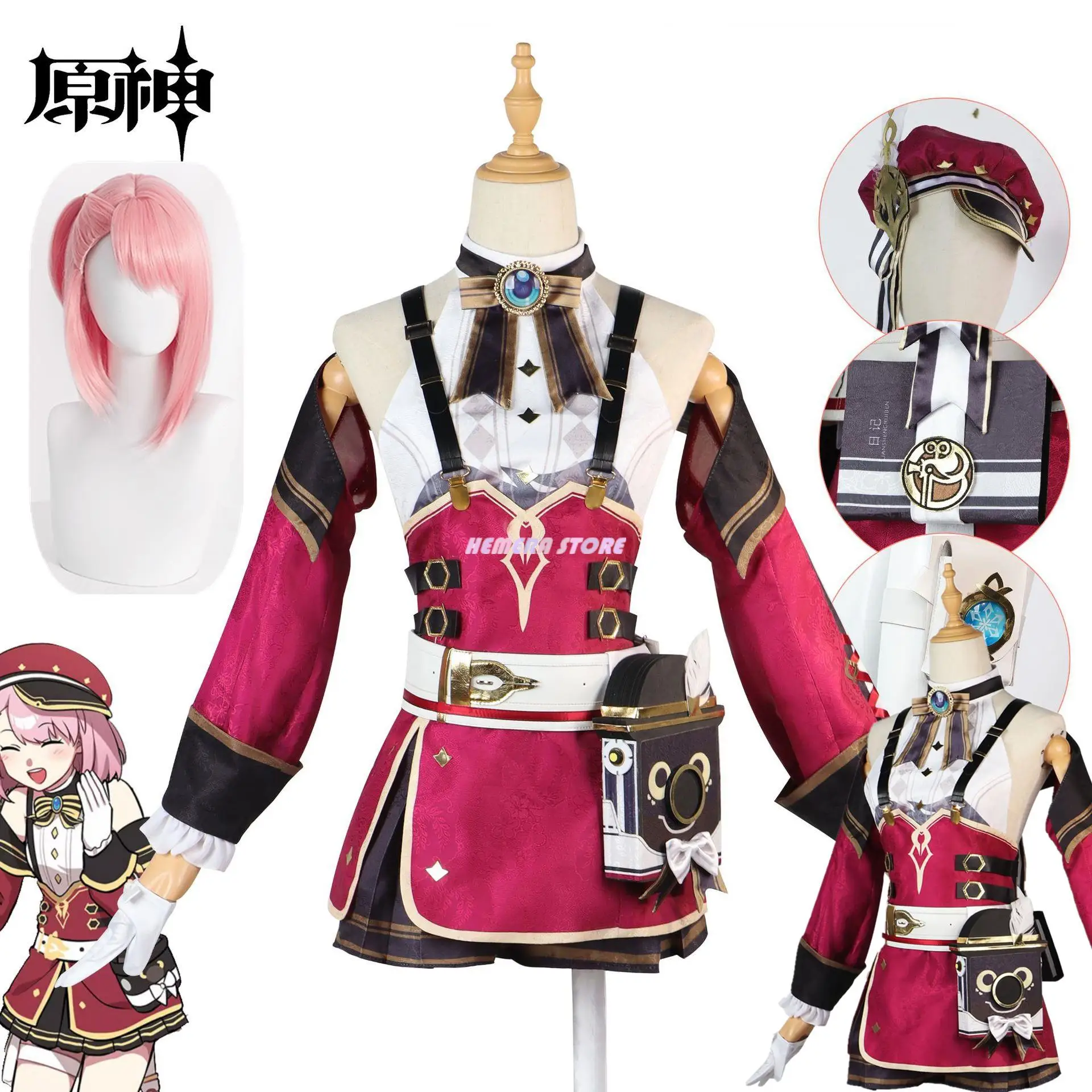 

Charlotte Cosplay Game Genshin Impact Costume For Women Uniform Full Set Anime Halloween Role Playing Party Carnival Costume