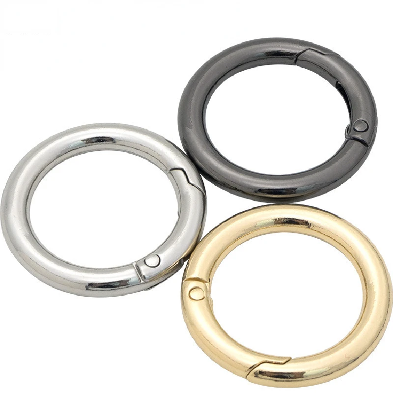 

1 PC Zinc Alloy Plated Gate Snap Clasp Clips Spring O-Ring Buckles Round Push Trigger Snap Hooks Purses Handbags Carabiner