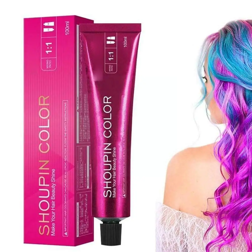 Ammonia-free Hair Dye Single-color White Hair Multi-color Blue Red Dye Permanent Hair Gray One-step Men Professional Stylin U7q3