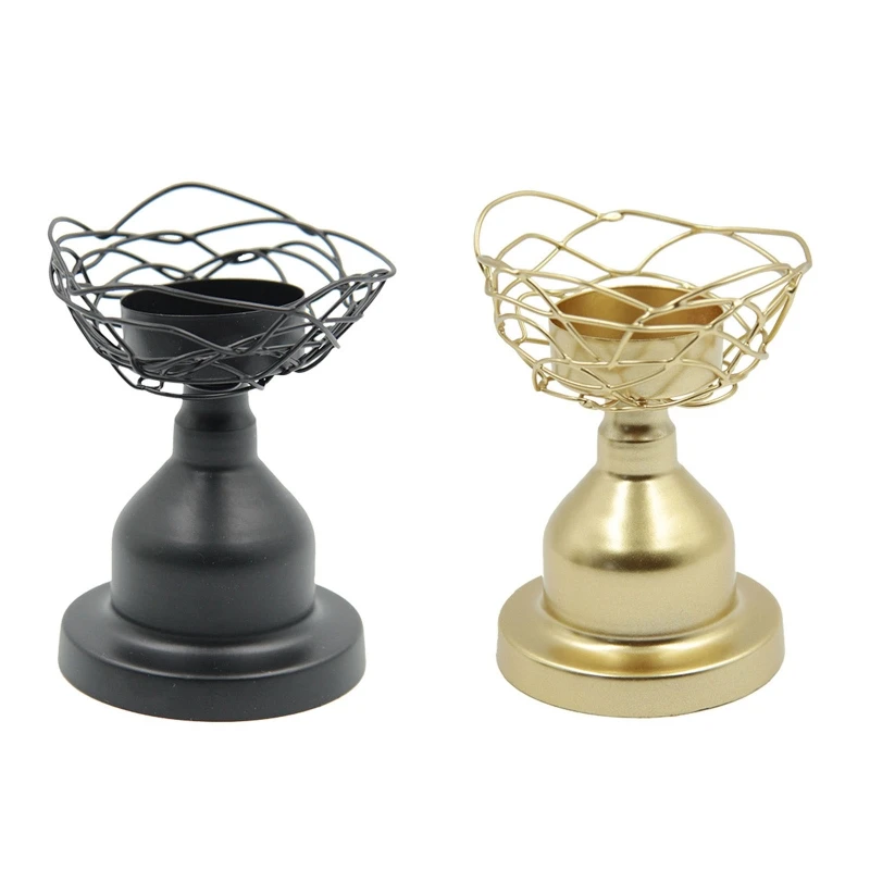 A0NA Candle Holders Gold Black Gold Wedding Decor Metal Candlestick Flower Stand Vase Table Centerpiece Event Flower Rack