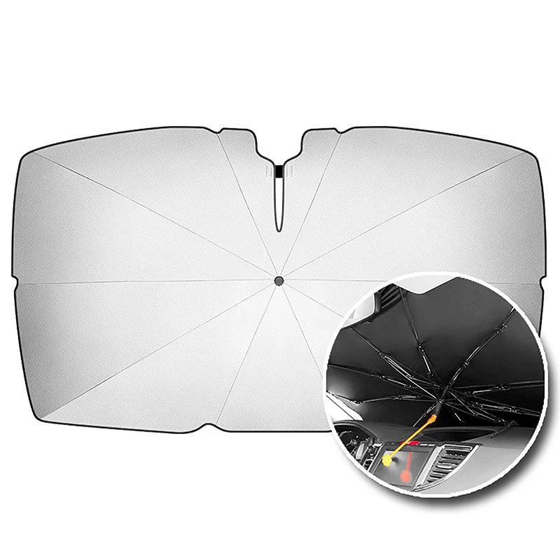 

Автомобильный зонт, Солнцезащитный чехол, нано 5-слойный блок УФ-отражатель + удобный солнцезащитный козырек на лобовое стекло для большинства автомобилей, внедорожников, грузовиков