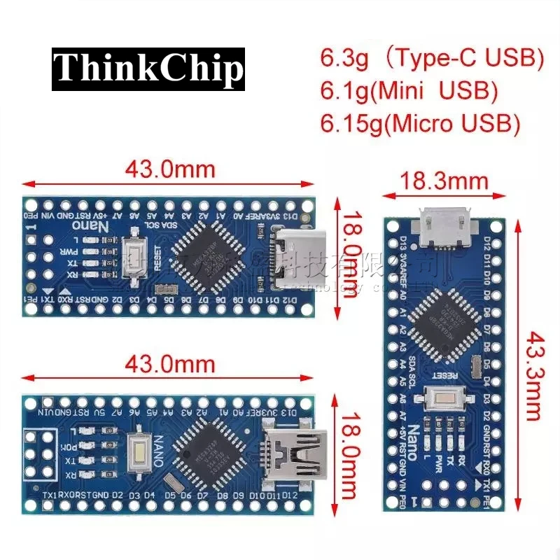 Nano V3.0 с Загрузчиком совместимый контроллер Nano для arduino CH340 USB драйвер 16 МГц ATMEGA328P Mini  Type-C  Micro USB (art.: 3920c0e0807a3) - 3920c0e0807a3