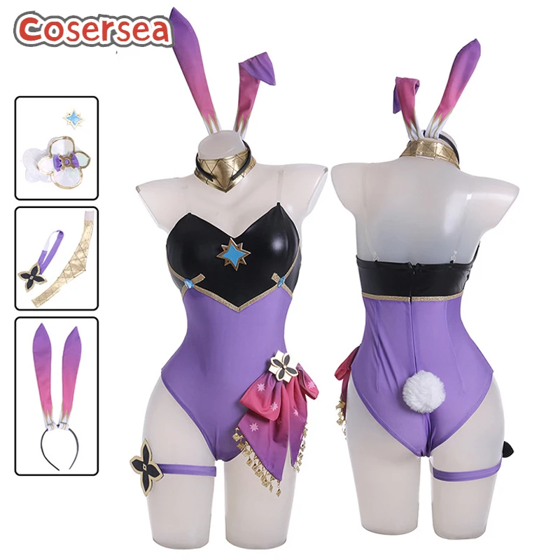 Фото Cosersea Dori платье кролика косплей костюм игра Genshin Impact Dori сексуальный женский костюм кролика комбинезон Хэллоуин Cos наряд полный комплект №1