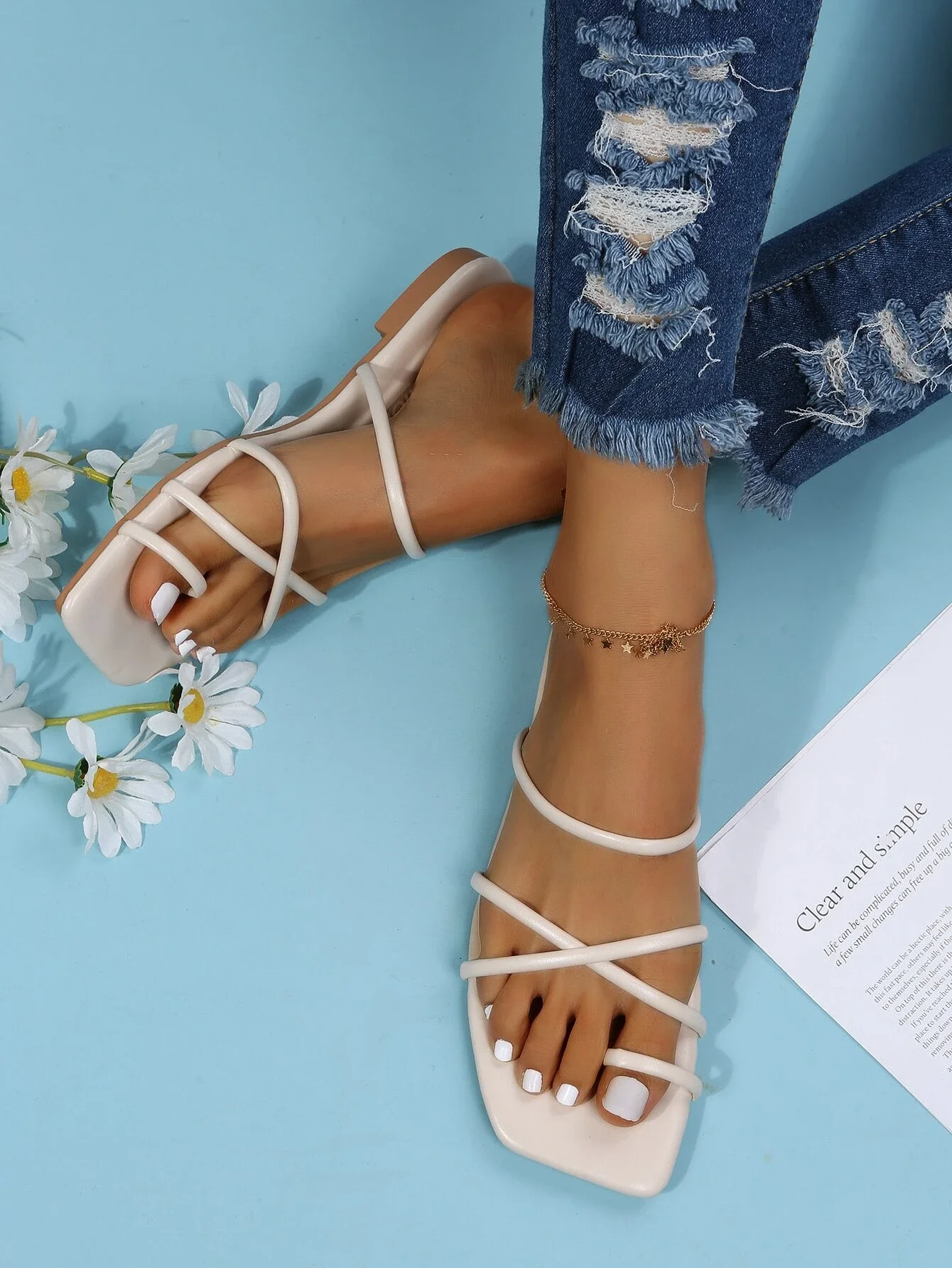 

Toe Ring Thin Strap Thong Sandals