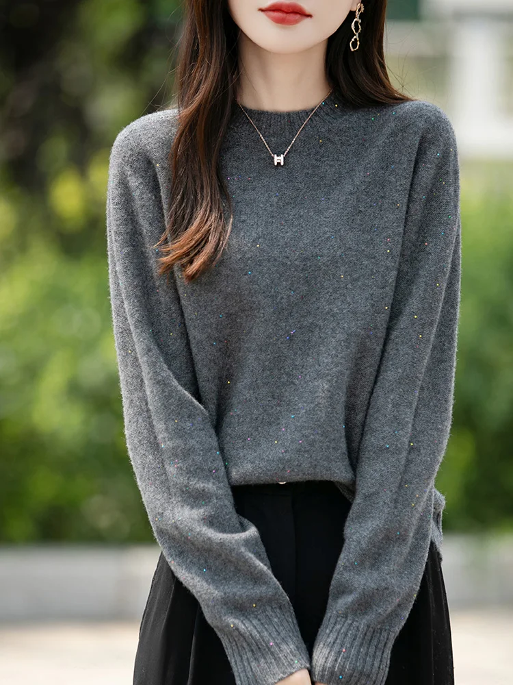 Осень-зима 2024 женская трикотажная нижняя рубашка с круглым вырезом корейская