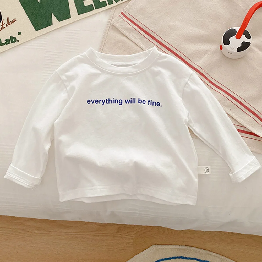 

New Boys Long Sleeve Tshirts Letter Print Cotton Casual Back To School Fall Kids Clothing