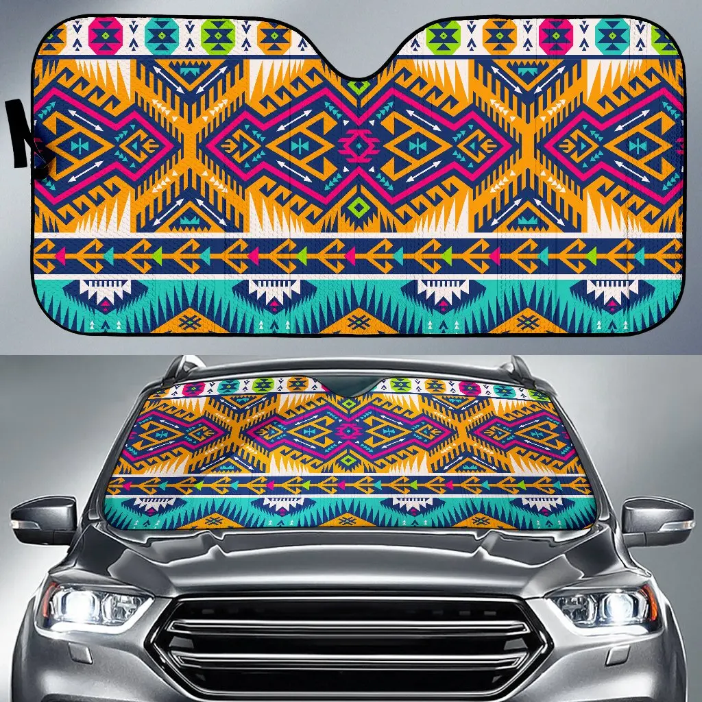 

Bright Colors Aztec Pattern Print Car Sun Shade