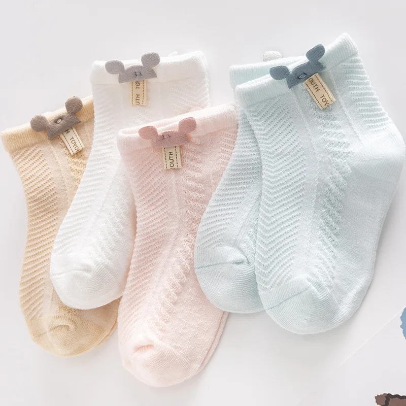 

Baby Short Socks Solid Color Cotton Summer Floor Sock Baby Boys Girls Mesh Breathable Sock for Infant Toddler