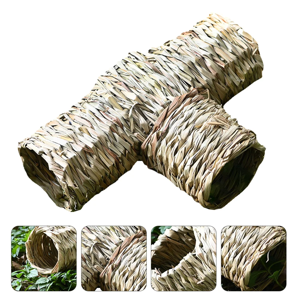 

Small Animal Tunnel Gerbil Rat Playing Tunnel Nest Playing Supply Bed Linings Rabbit Toy Chew Reed Grass Playground Toy