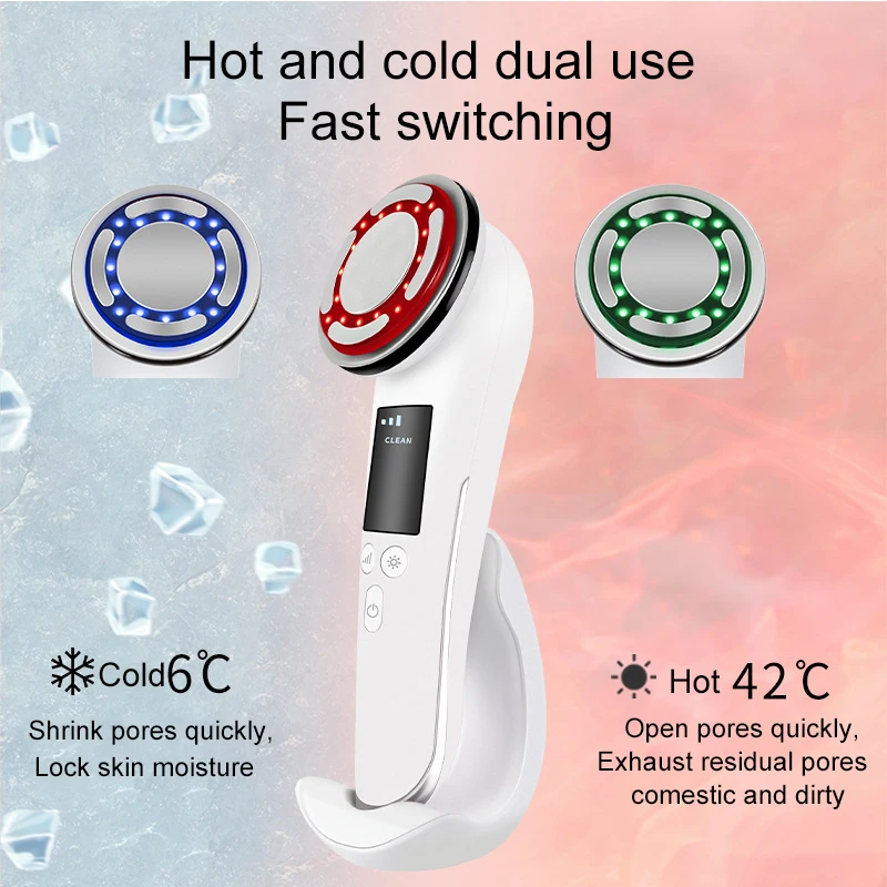 

Facial Massage LED Light Therapy Sonic Vibration Wrinkle Removal Skin Lifting Tighten Hot Cold Treatment Skin Care Beauty Device