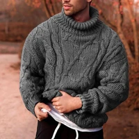 knitted turtleneck sweater men solid high collar sweater winter long sleeve pullover mens 2020 warm turtleneck sweaters black