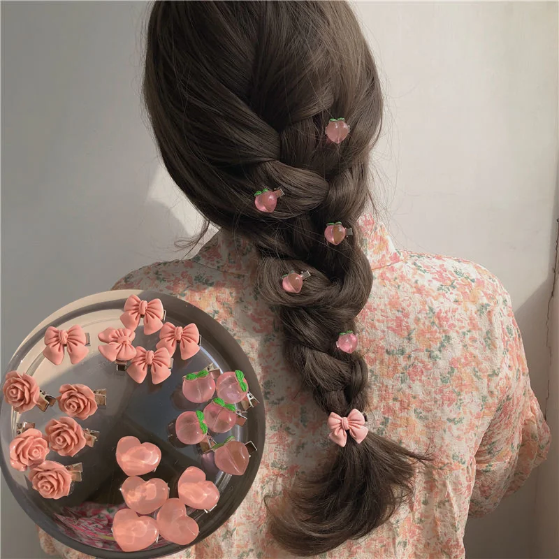 

5PCS/Set New Girls Cute Pink Peach Heart Hair Clips Kids Lovely Hairpins Headband Barrettes Fashion Hair Accessories
