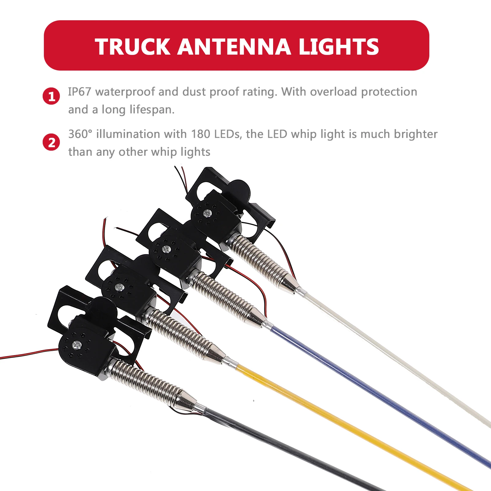 60CM 24V Car LED Whip Lights Truck Running Streamer Light Antenna Lamp Trailer Refitted LED Streamer Flashing Pilot Pole Light images - 6