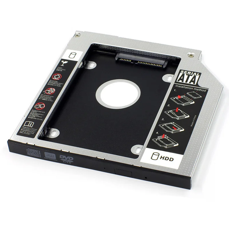 

Hot 9.5mm 12.7mm Aluminum 2nd Second Hdd Caddy 9.5mm SATA 3.0 Optibay 2.5'' SSD DVD CD-ROM Enclosure Adapter Hard Disk Drive