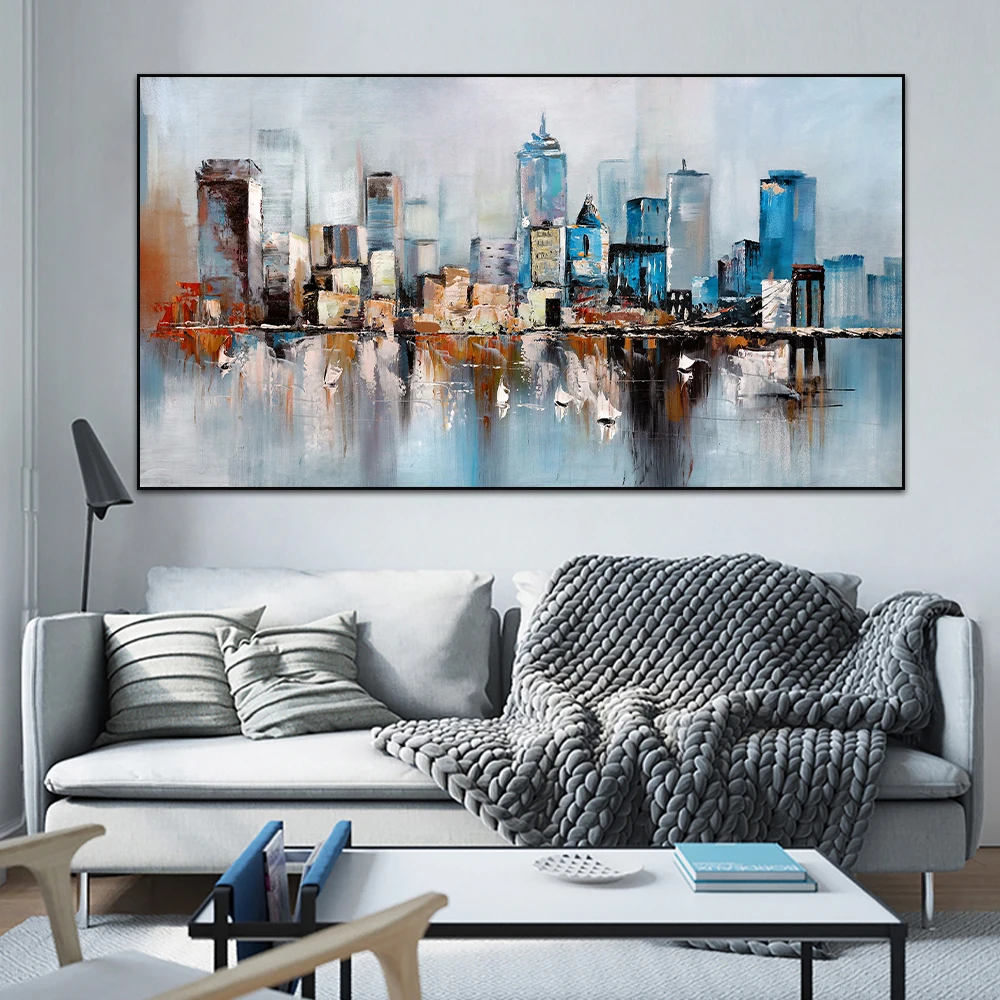 

Abstract City Landscape Oil Paintings on Canvas Wall Art Posters Prints Pictures for Living Room Home Decor No Frame Cuadros