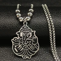 ganesh the elephant god yoga mandala necklaces pendants bead long stainless steel necklace women jewelry collares n1855s07