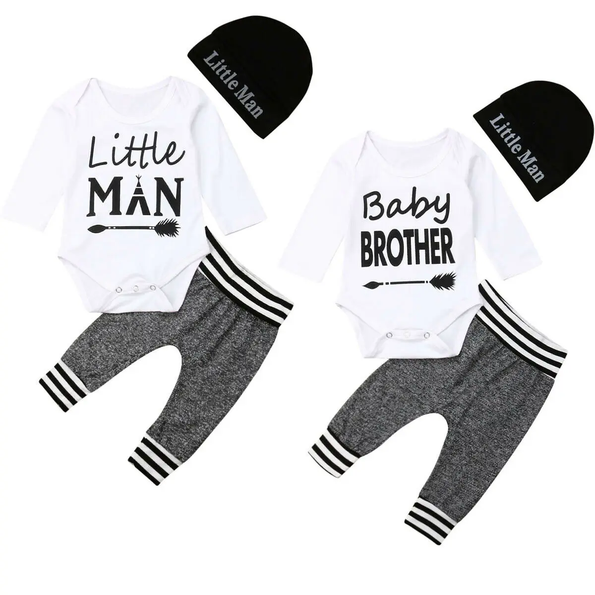 

Baby Boy Clothes Sets Letter Print Bodysuit Romper Gary Pants Beanie Hat 0-18M Newborn Infant Toddler Spring Fall Casual Outfits