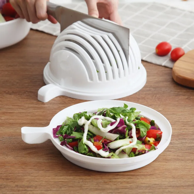 

Salad Maker Bowl Cutter Slicer Home Tools Multifunctional Fruit and Vegetable Divider Cut Salad Bowl Fruit Cut Bowl for Kitchen