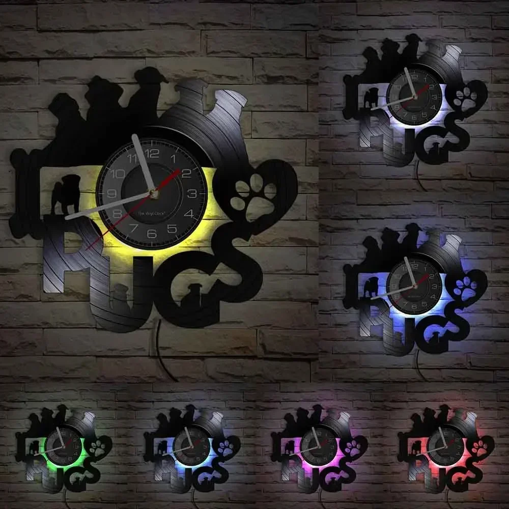 Настенные часы с виниловой пластиной и тихим механизмом в стиле ретро