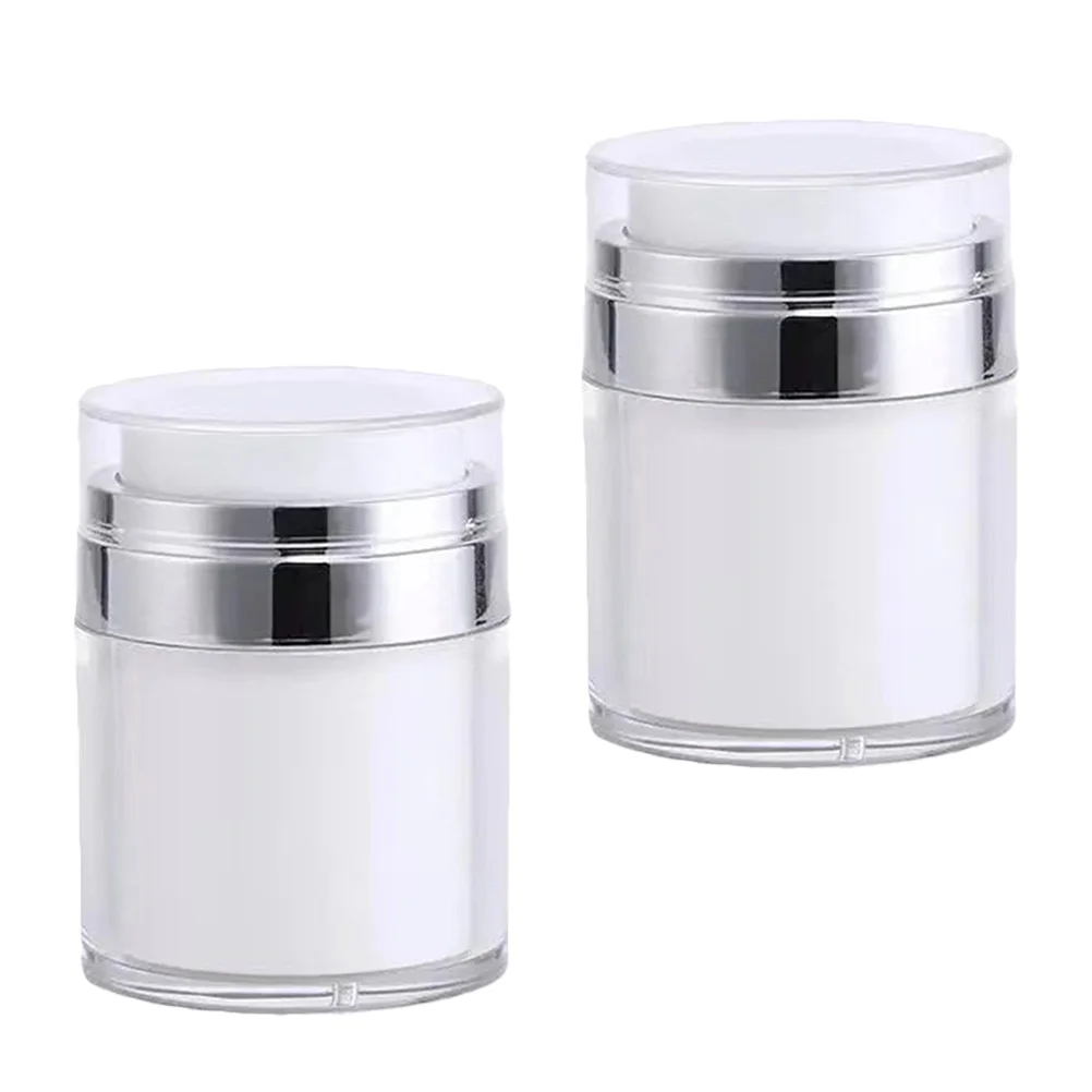 2 Pcs Press Cream Jar Vacuum Container Airless Pump Cream Jar Portable Airless Pump Bottle As Sample Container Pot Travel