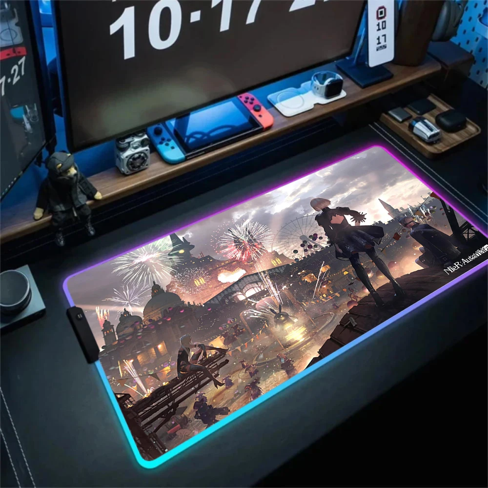 Большой игровой коврик для мыши RGB 2B Nier Automata игровые коврики 40x9 0 светящиеся
