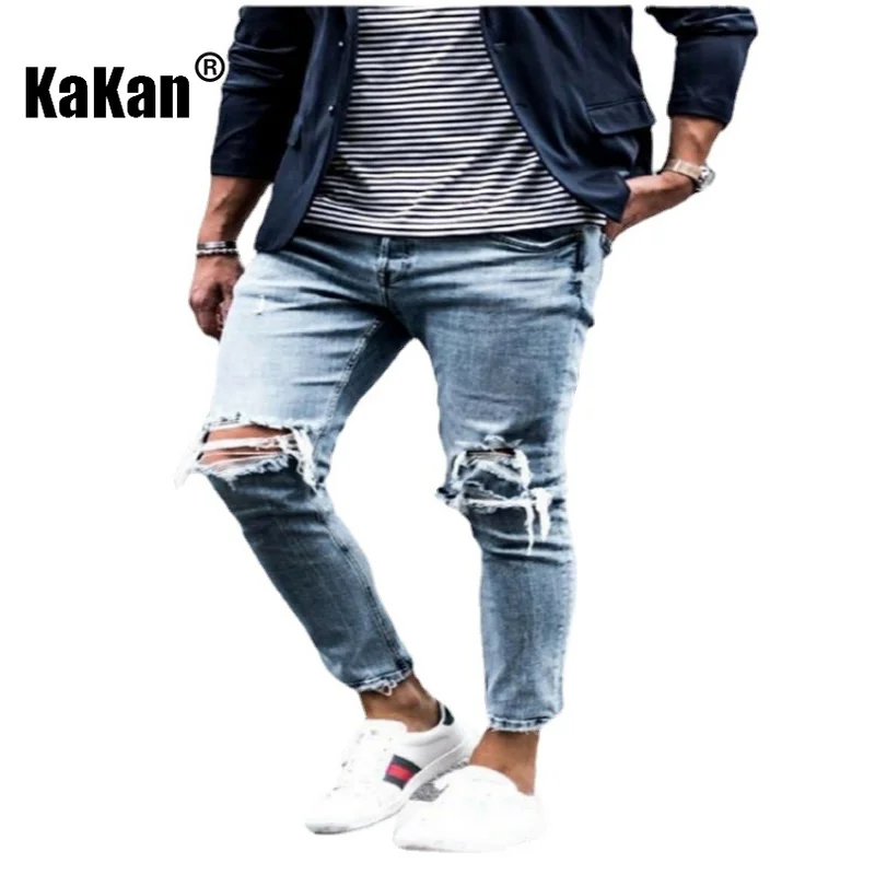 Kakan - New European and American Distressed Jeans for Men, Slim Fitting and Stretchy Leggings, Long Jeans K16-1903