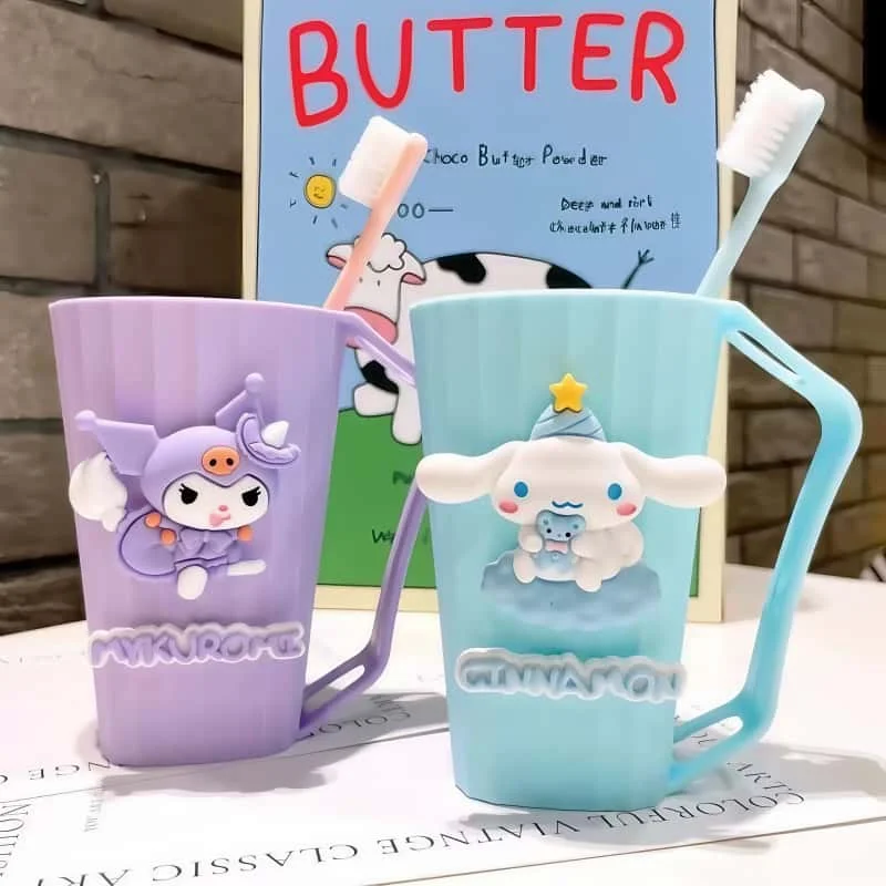 Фото Kawaii Kuromi Туалет Sanrio Милый с ручкой Высоко красивая мелодия Детская чашка для полоскания рта Приготовление зубов Праздничный подарок Оптовая продажа №1