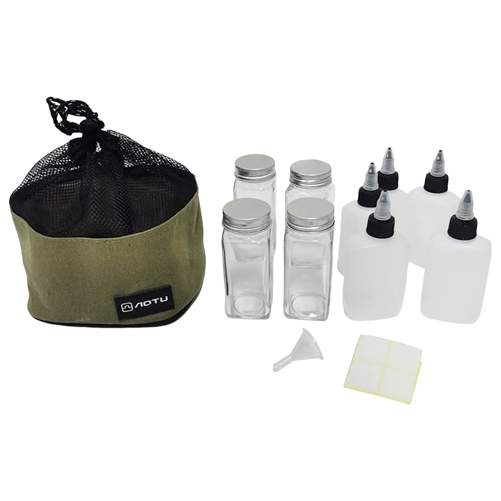 

12Pcs Camping Spice Storage Jars Set Transparent Flavoring Container with Bag