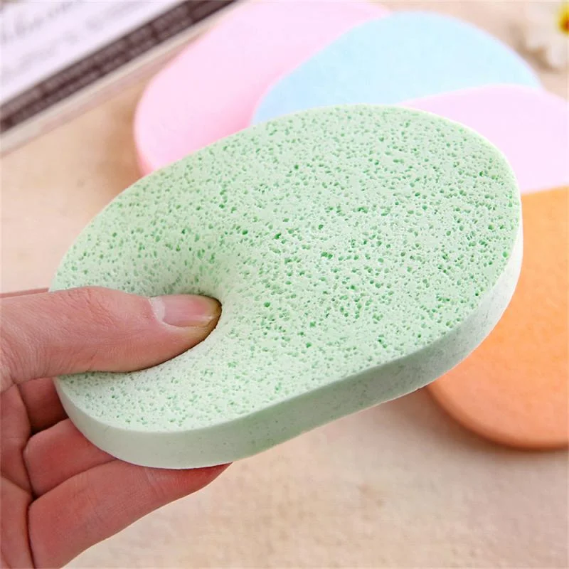 

1pc Color Random Facial Cleansing Sponge Easy To Dry By Wind Makeup Puffs Clean Face Cotton Pva Thick Thin Makeup Removal Tools