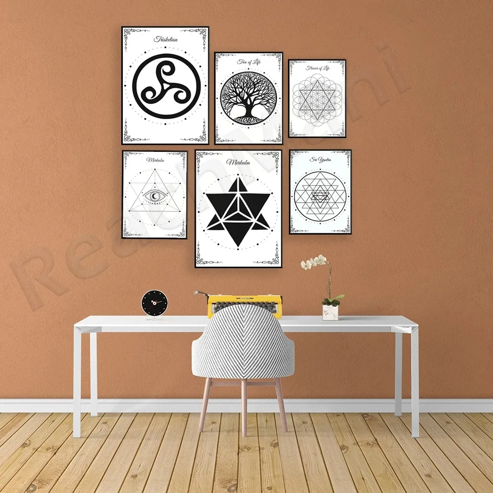 Принты сакральной геометрии — Меркаба Шри Яантра Трискелион Куб Метатрона Древо