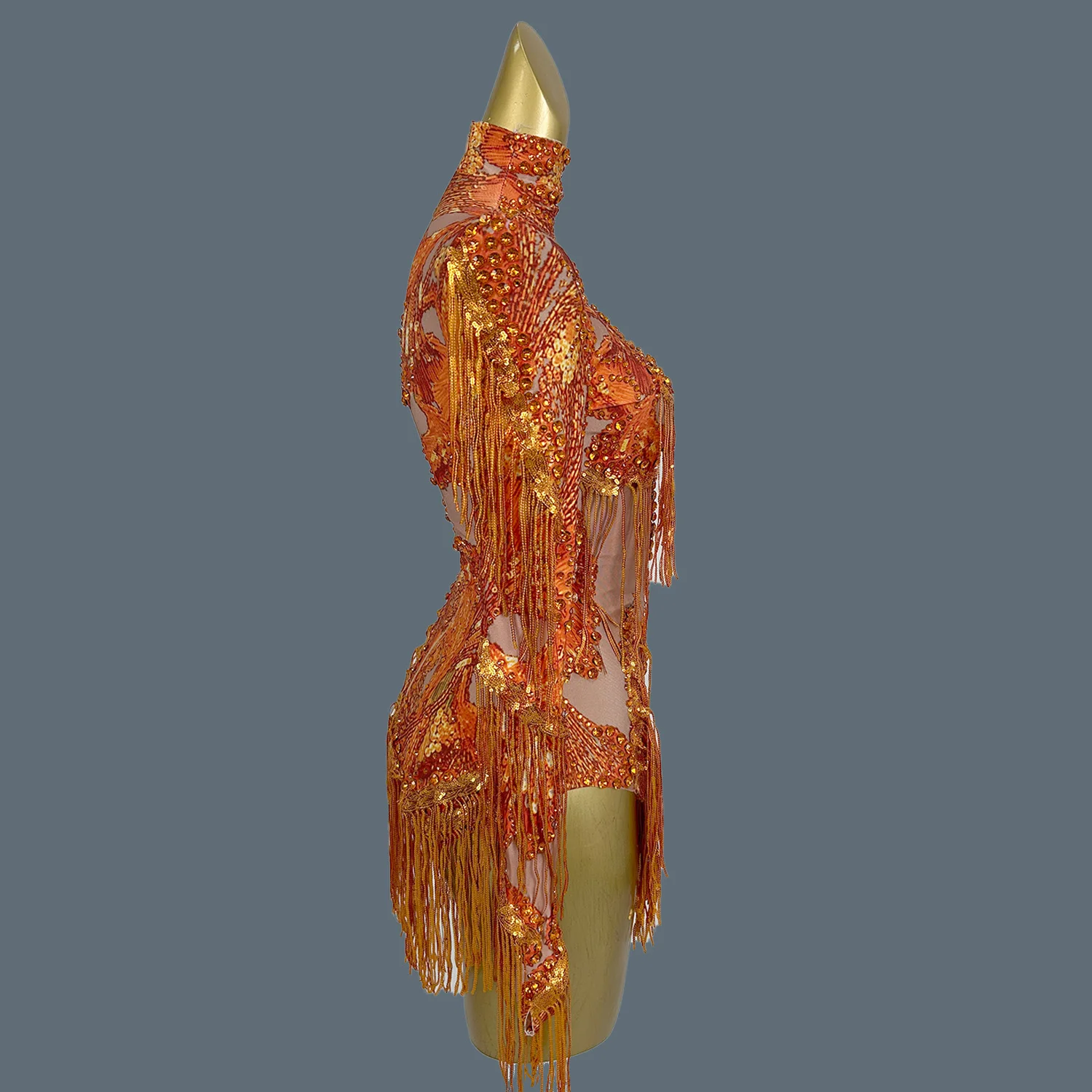 Сексуальное боди для танцевального шоу на одно плечо с рукавами женщин