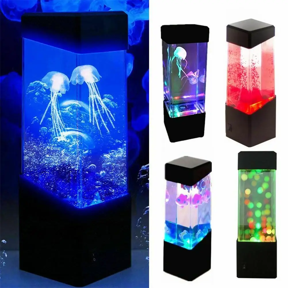 

Led Jellyfish Tank Night Light Color Changing Table Lamp Aquarium Electric Mood Lava Lamp For Kids Children Gift Home Room Decor