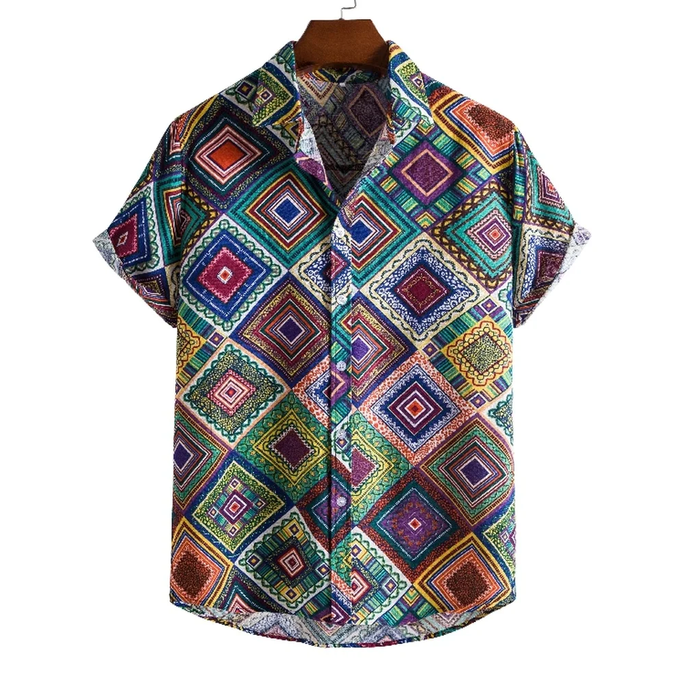 

European Size 2022 Summer New Large Size Men's Short-sleeved Loose Oversize 5XL Men's Printed Shirt Harujuku Hawaiian Shirt