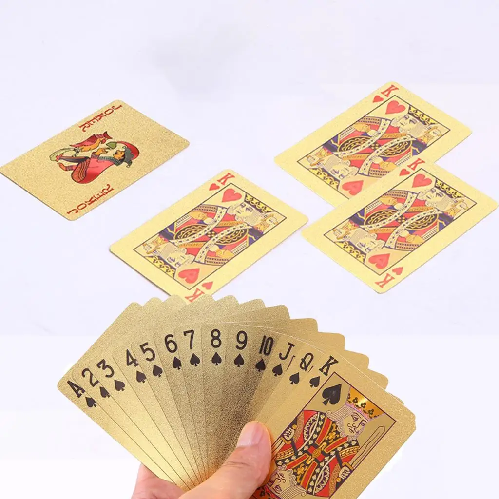 

1 Set 24K Gold Playing Cards Poker Game Deck Gold Foil Poker Set Plastic Magic Card Waterproof Cards Magic
